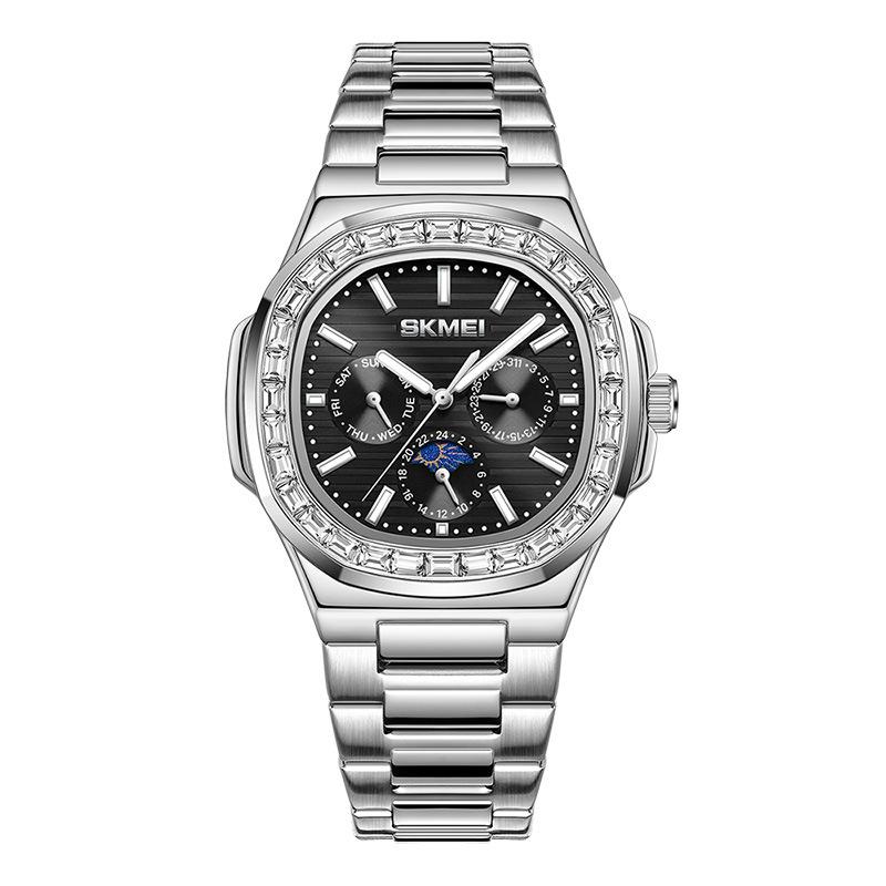 

Модные мужские кварцевые часы из нержавеющей стали водонепроницаемые светящиеся мужские часы хронограф дата многофункциональные часы для мужчин чёрный