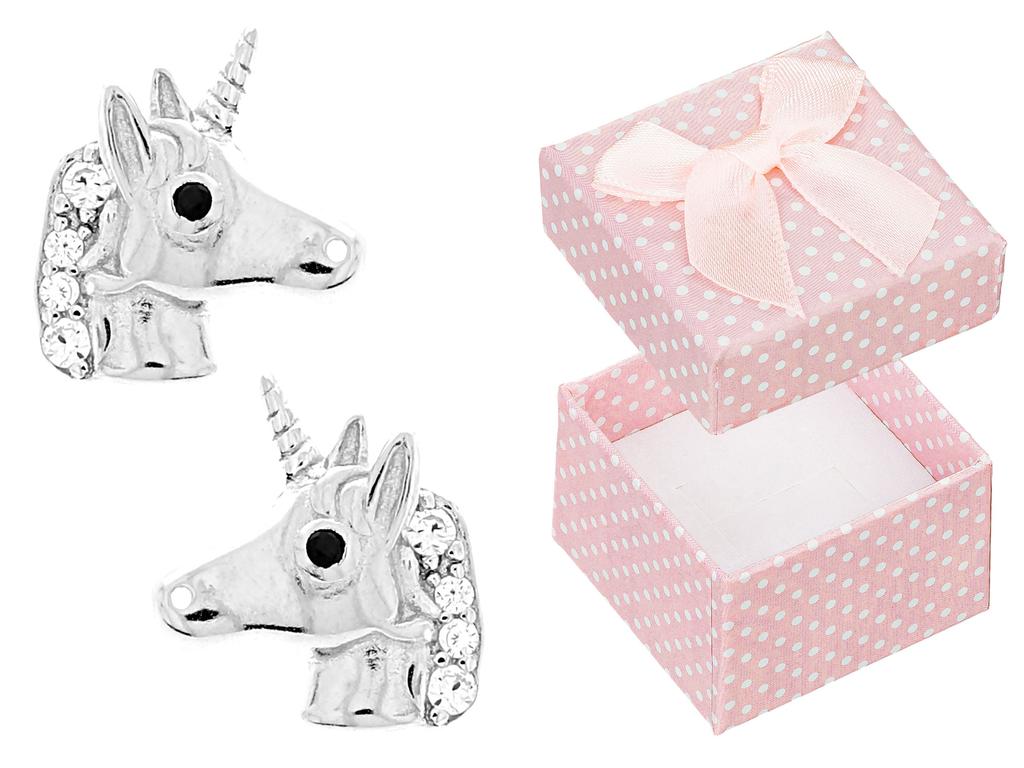Silver Dog Paw Earrings with Cubic Zirconia Rhodium-Plated Studs for Girls