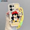 KEYSION Cartoon Cute Plush Embroidery Case for OPPO Reno13 5G with Lanyard Silicone Shockproof Phone Cover for OPPO Reno 13 Pro 5G