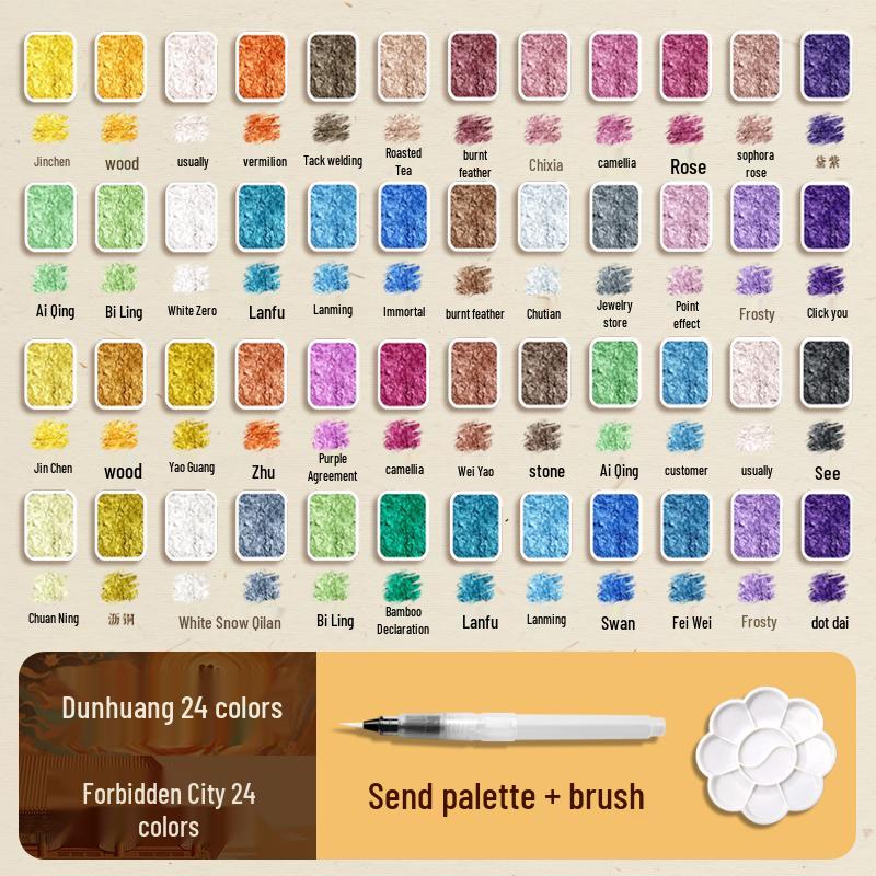 Set di Pittura ad Acquerello Perlescente Portatile - 180 Colori, Compatto Stile Dunhuang