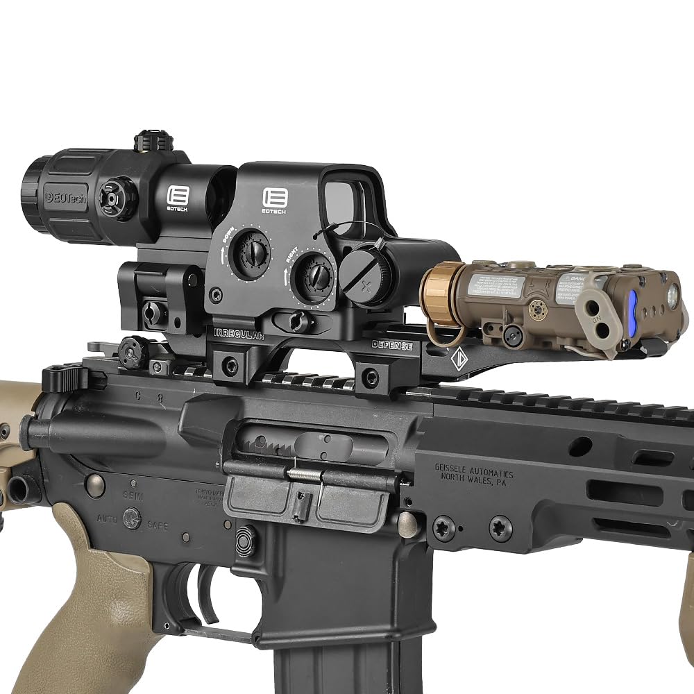 Ryohin Buhin 20mm Rail Compatible OMM PIC Riser Mount Replica Set, IRREGULAR DEFENSE Type Laser Riser, Aluminum Alloy (Black)