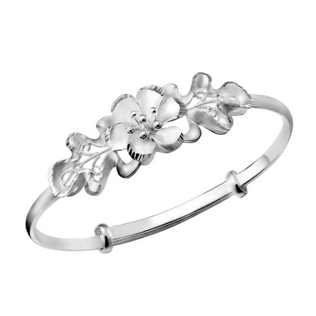Korean Sweet Bauhinia Flower Adjustable Women's Bracelet: Qixi Silver Jewelry Gift
