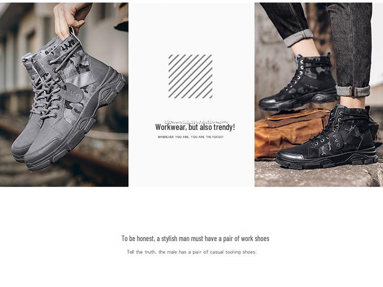 Trendy Outdoorové Maskáčové Pánské Martensky - Čtyřsezónní, Velké Velikosti, Plus Samet, Zesílené