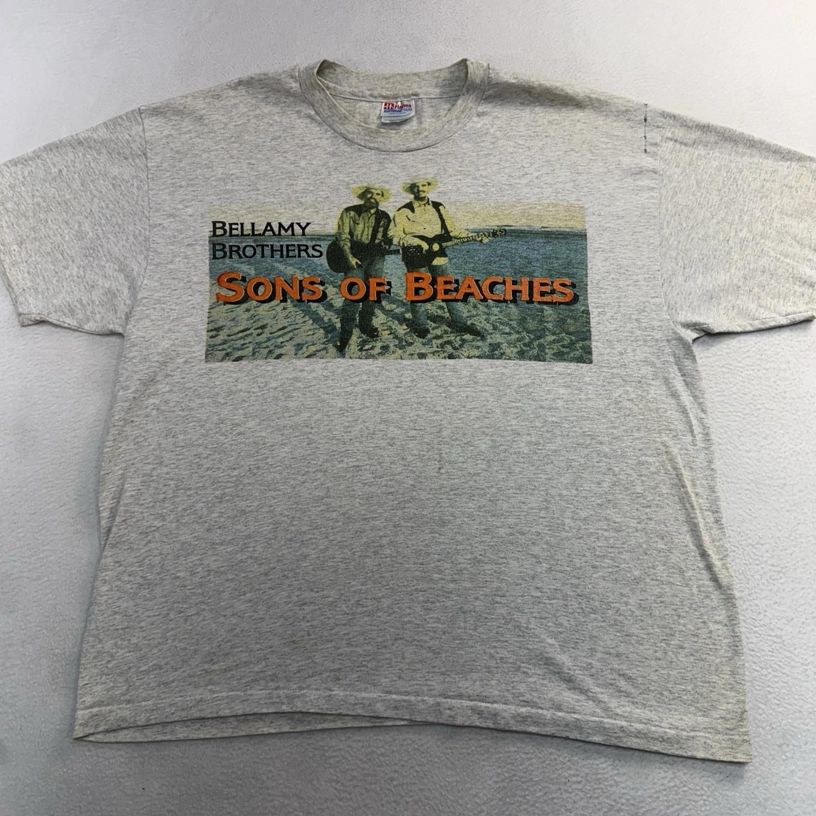 

Винтажная футболка The Bellamy Brothers Мужская XL 90-е Однострочный шов Группа Потертая 4XL