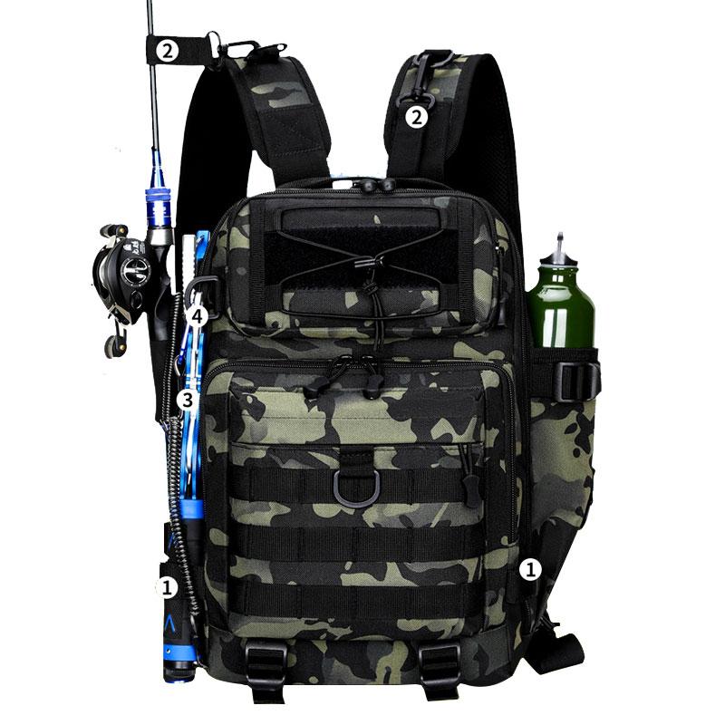 Fishing Bag Tactical Backpack Bait Lure Box Fishing Rod Reel Pouch Bags Fishing Tackle Accessory Bags Camping Shoulder Bag