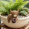 1Pcs Funny Drinking Cattle Resin Weather-resistant Pot Hugger Cow Figurines For Yard Porch Balcony Outdoors Home Farmhouse