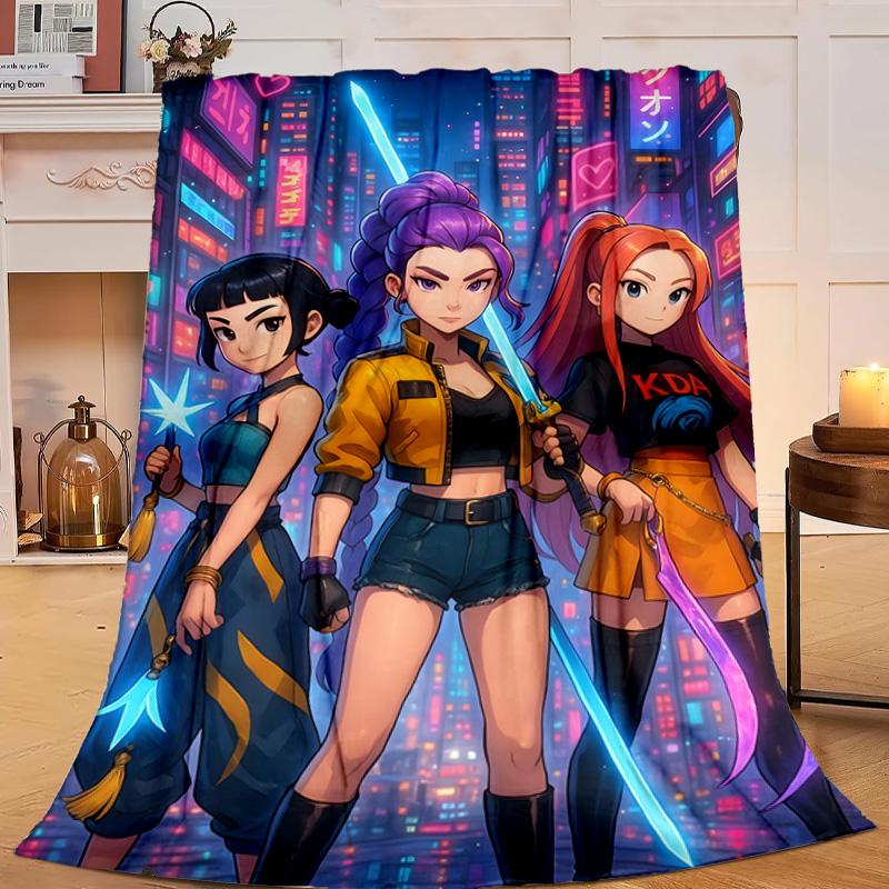 1PC Kpop Cartoon Flannel Blanket Gift, Suitable for Both Men And Women, Soft Ideal for Beds And Sofa, Birthday Or Christmas Gift