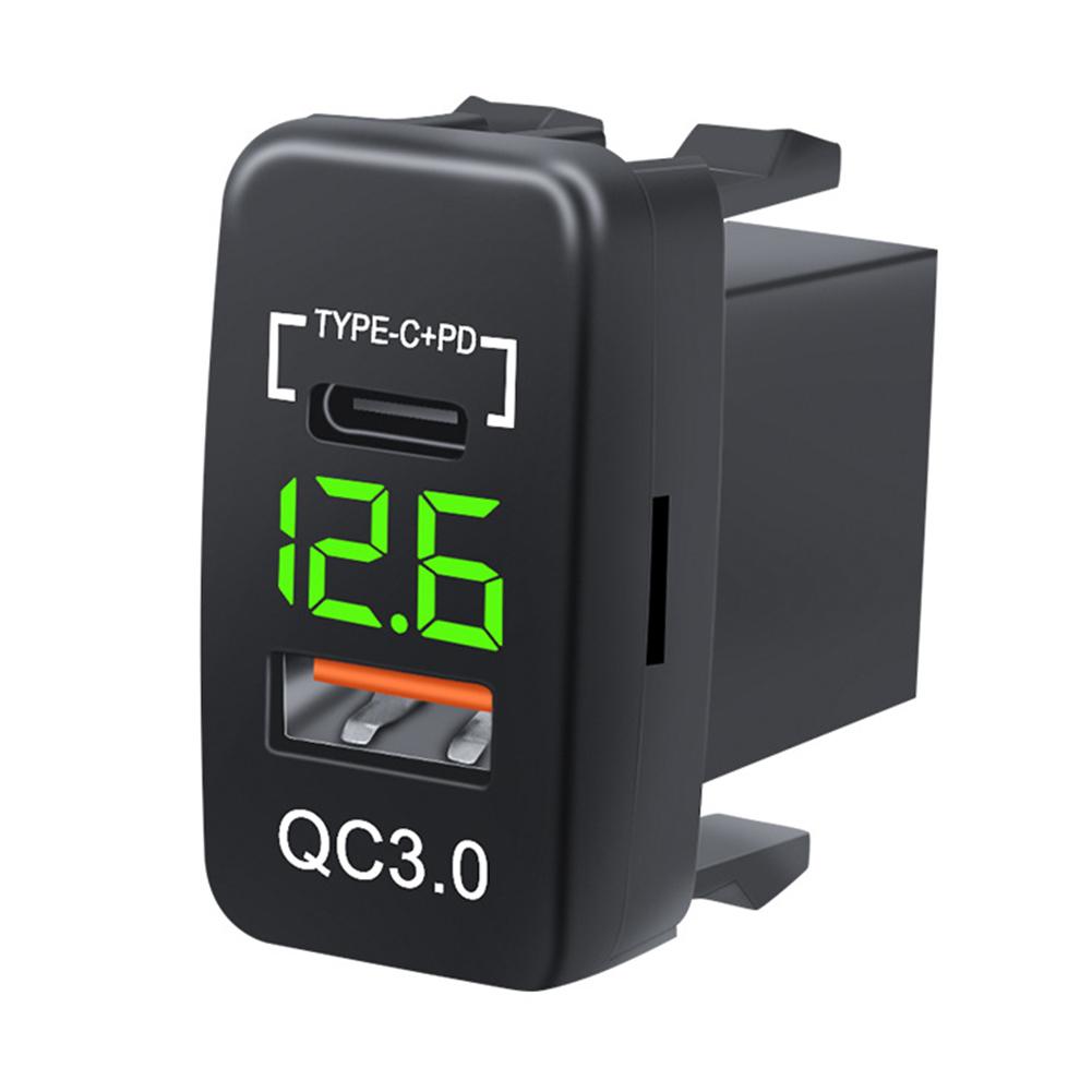 12-24V Auto Mobile Phone Charger Adapter LED Voltmeter QC3.0 Type C PD Car Socket Charger Dual USB Ports Power Socket Adapter