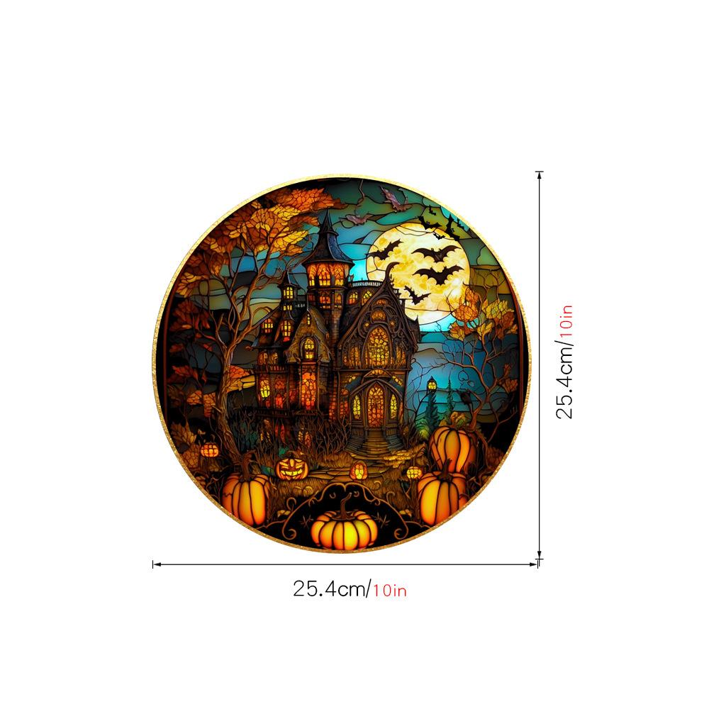 New Halloween Colorful Horror Castle Cat Static PVC Window Glass Stickers Decorations Removable Party Garden Home Decoration
