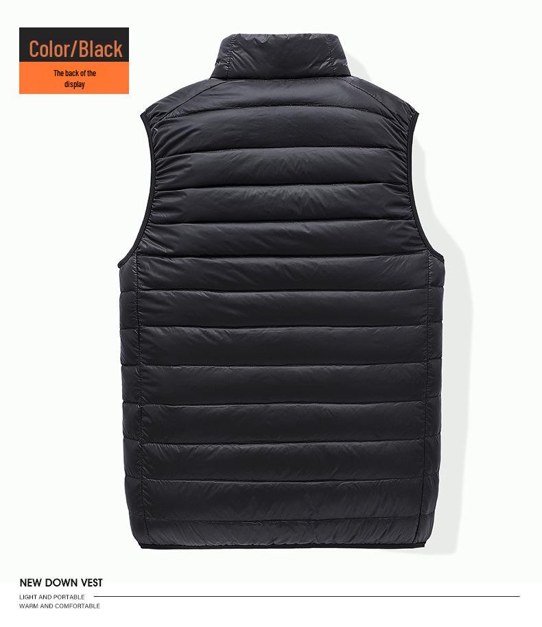 Men's Lightweight Winter Down Vest: Fashionable Stand-up Collar, Sleeveless, Warm Top