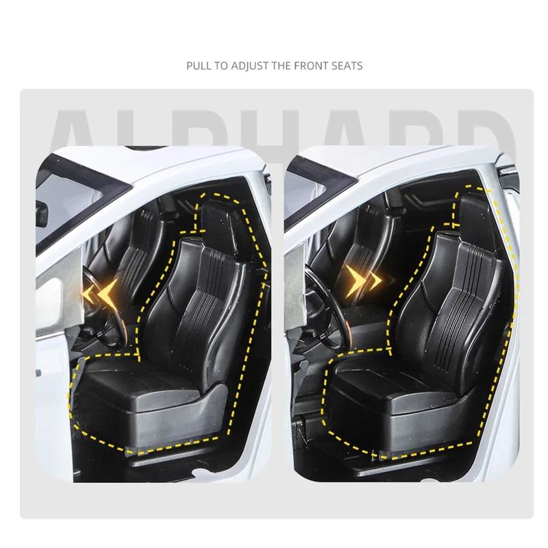 Large Size 1/18 Toyota Alphard MPV Alloy Car Model Diecast Metal Toy Vehicles Car Model Simulation Sound and Light Children Gift