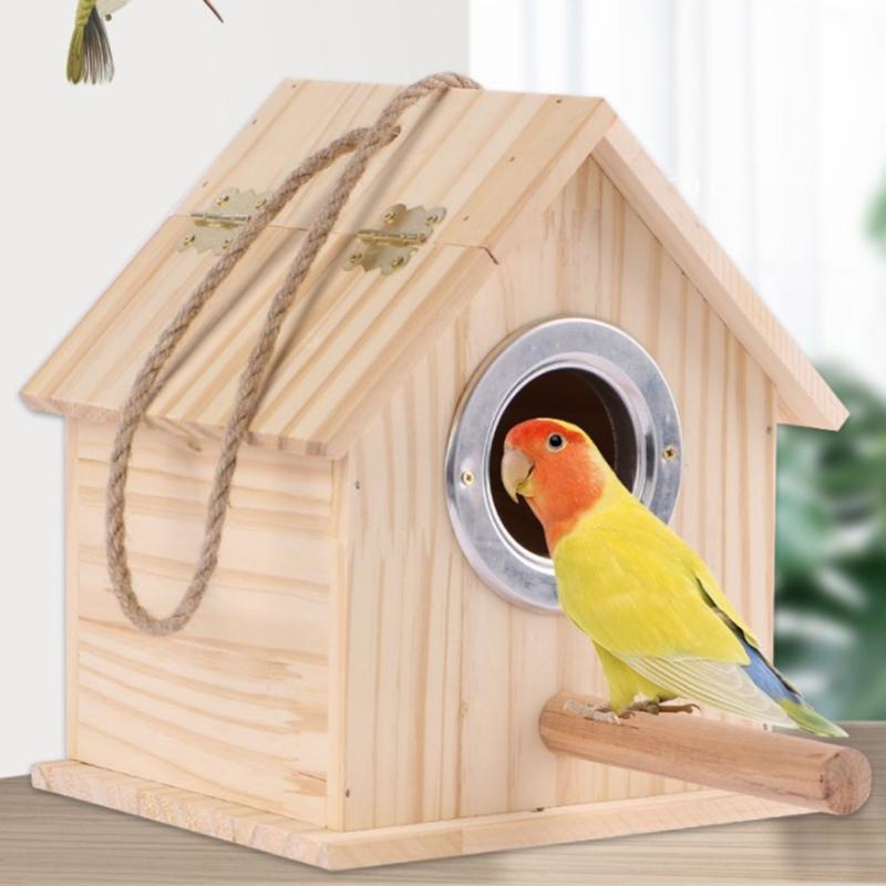 Bird Nesting House For Cage Parakeet Nest Box Bedding Parrot Breeding  Box  Wooden Bird House Pet Bird Nest