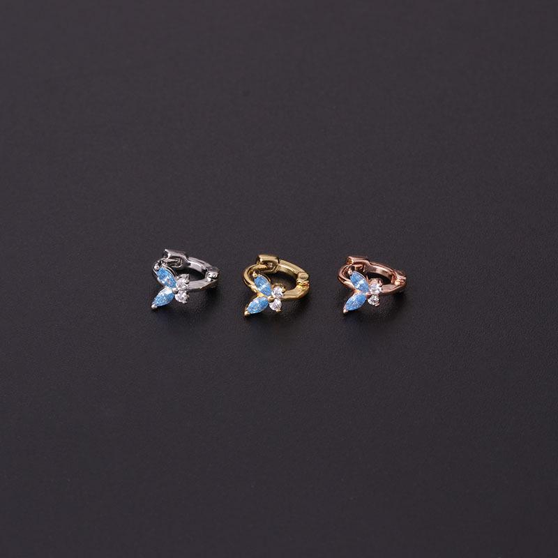 Butterfly Zircon Mini Hoop Earrings In Blue, Pink, & White - Fashionable Ear Cuff Jewelry