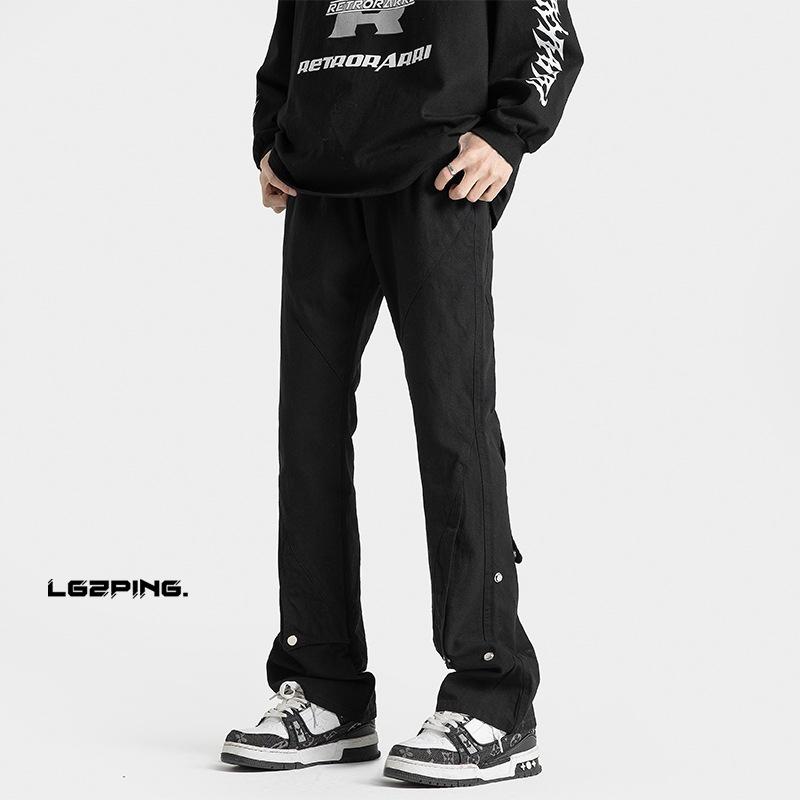 Spring Men'S European And American Vibe Style Clean Fit Pants Straight Leg Work Pants High Street Hooligan Handsome Micro La Charge Casual Pants