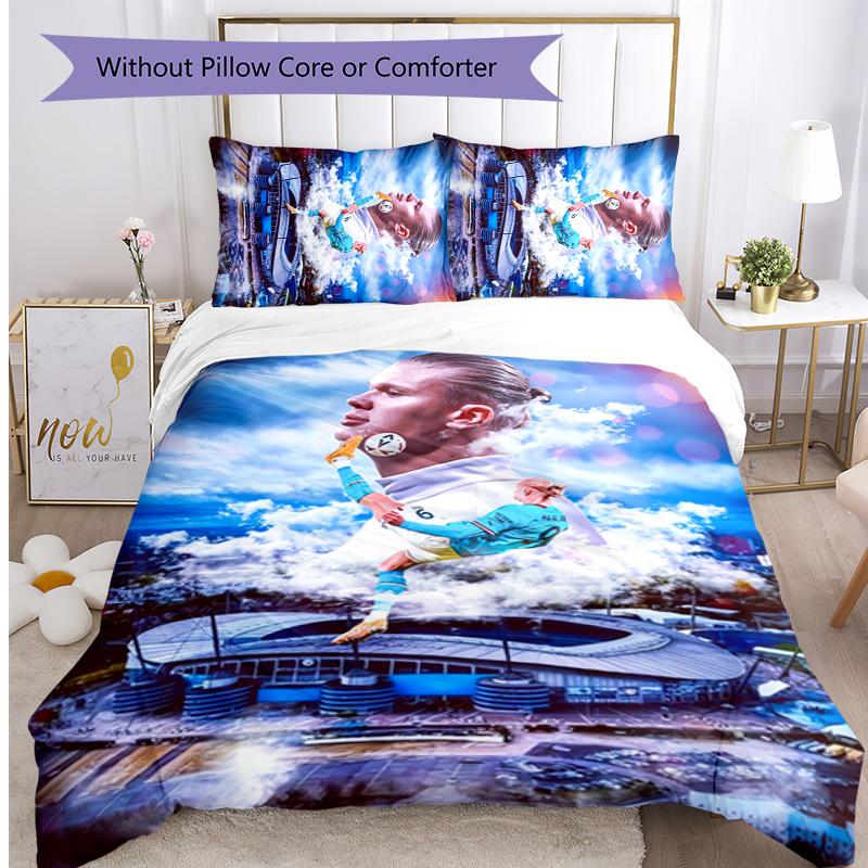 Set Biancheria da Letto 3 Pezzi con Stampa Modello Erling Haaland Morbido Delicato sulla Pelle Lavabile Copripiumino e Federe Set Stagione Unica Camera da Letto