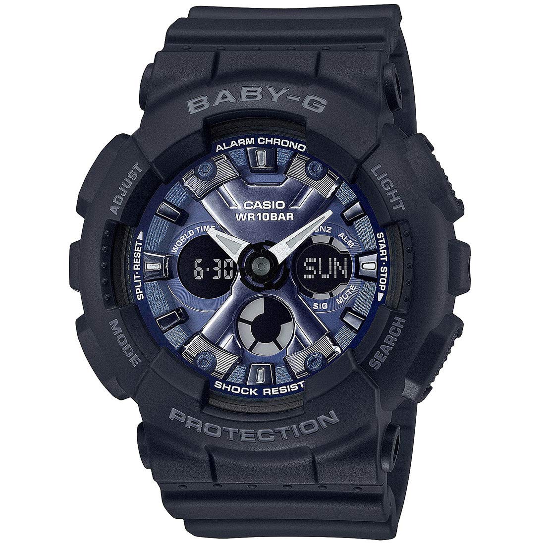 

Casio metallic Baby-G BA-130-1A2, blue/black. , digital.
