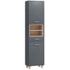 Bathroom Storage Cabinet with 2 Cupboards, Drawer, Open Compartments, Grey