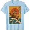 Capybara Surfing Japanese Ukiyo Style Graphic Cotton T-Shirt Casual Unisex's Tee