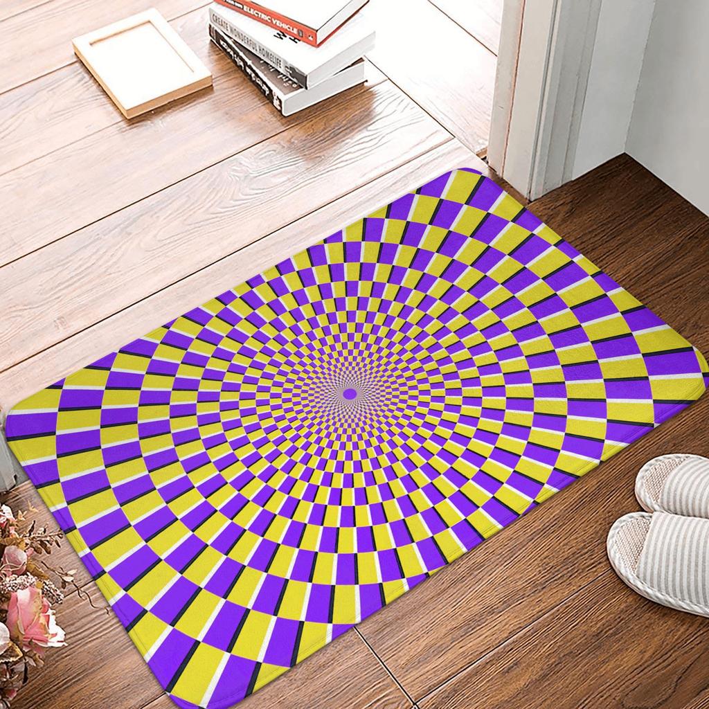 Grid Wormhole Floor Door Kitchen Bath Mat Anti-Slip Indoor Geometric 3D Vortex Doormat Living Room Entrance Rug Carpet Footpad