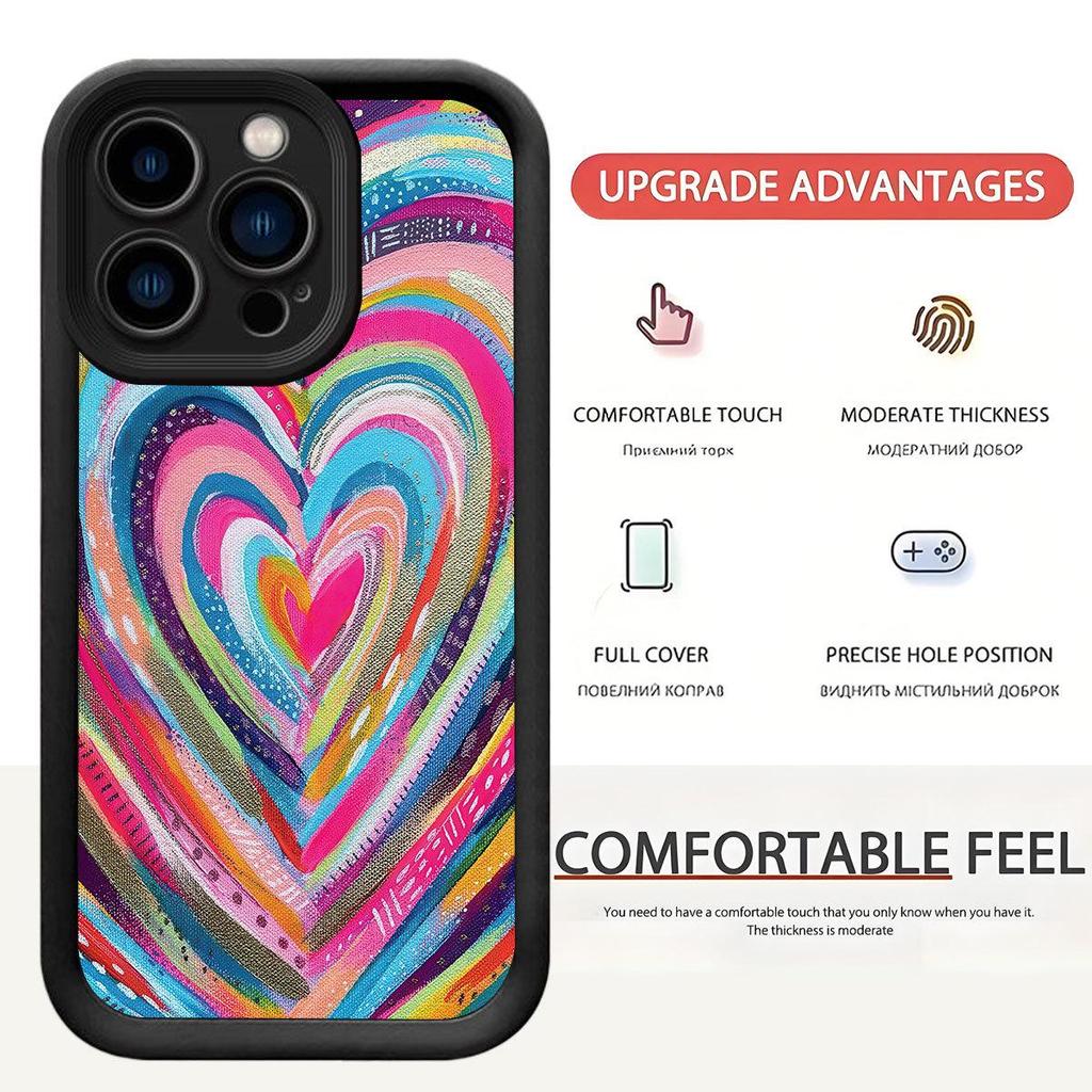 Rainbow Heart Groove Style iPhone Pro Max Case for 14/15/16/17