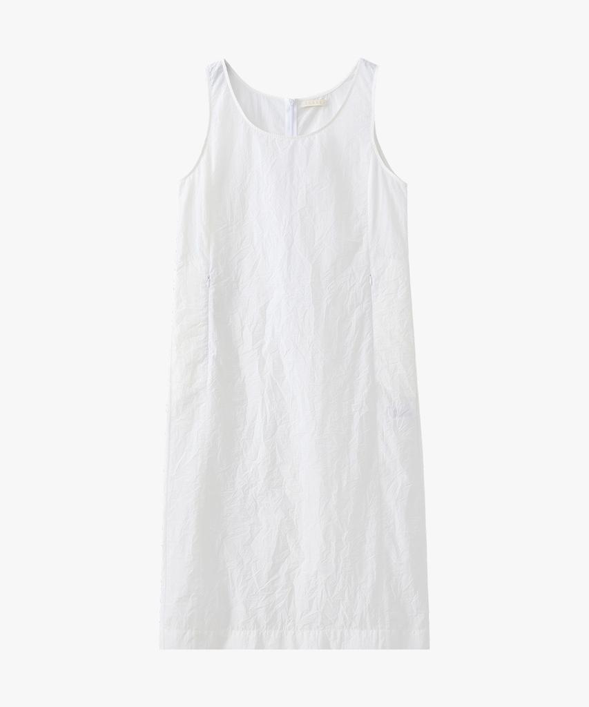Suare Woman Minimal Wrinkle Pocket Dress White