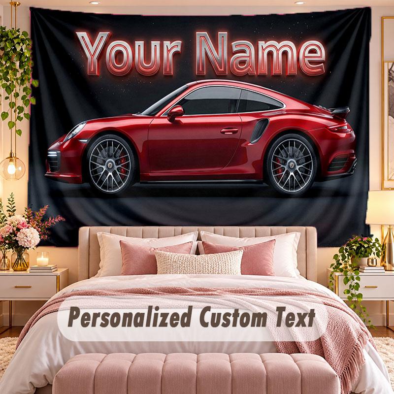 Autorennen (22) Themen-Wandteppich, individuell mit Namen und Text, personalisierter Hänge-Wandteppich für Schlafzimmer, Wohnzimmer-Dekoration
