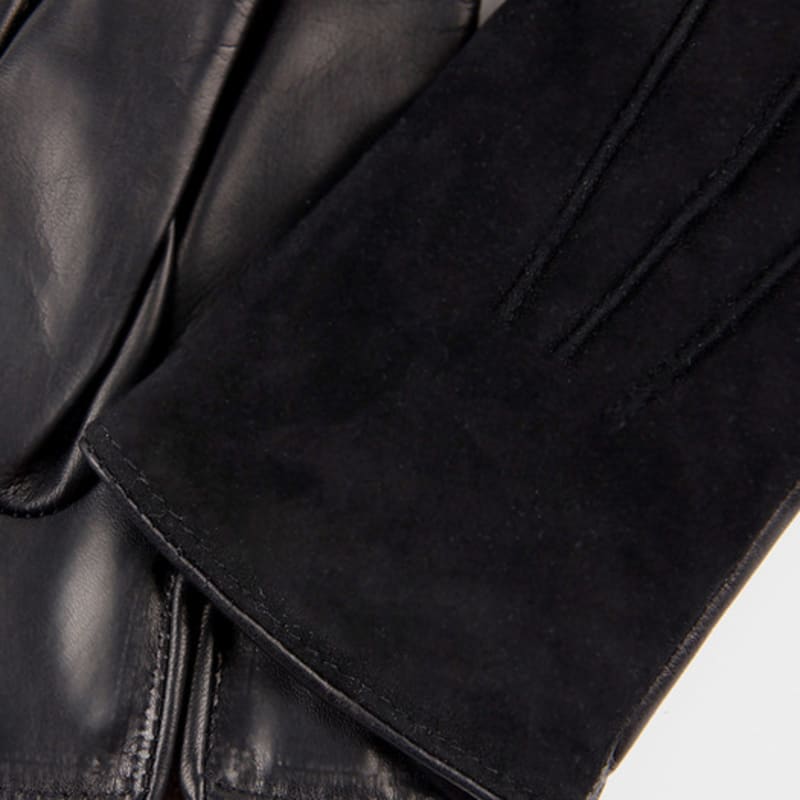 MANI CALDE Suede Leather Gloves For Women_Black