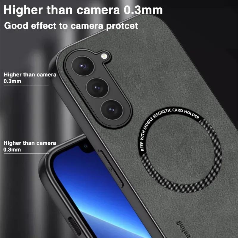 Magnetic Leather Luxury Case For Samsung Galaxy S25 S24 S23 S22 Ultra S21 FE Plus For Magsafe Wireless Charge Shockproof Cover