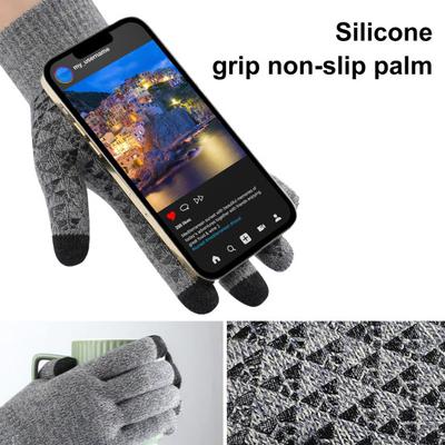 1 Pair Thermal Gloves Knitted Elastic Anti-slip Keep Warm Screen-touching Great Friction Particle