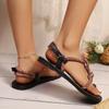 Fashion Fashion Ring Toe Roman Sandals for Women Bohemian Style Outdoor Flat Sandals Woman Summer 2025 Comfortable Non Slip Beach Shoes