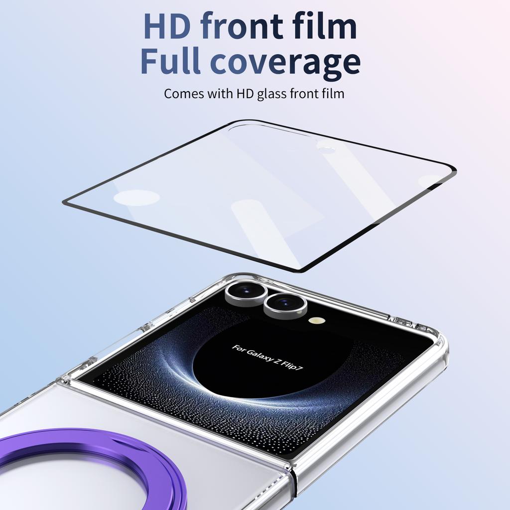 360 Swivel Magnetic Clear Phone Case For Samsung Galaxy Z Flip 7 6 5 4 3 Shockproof For Magsafe Kickstand Screen Protector Cover