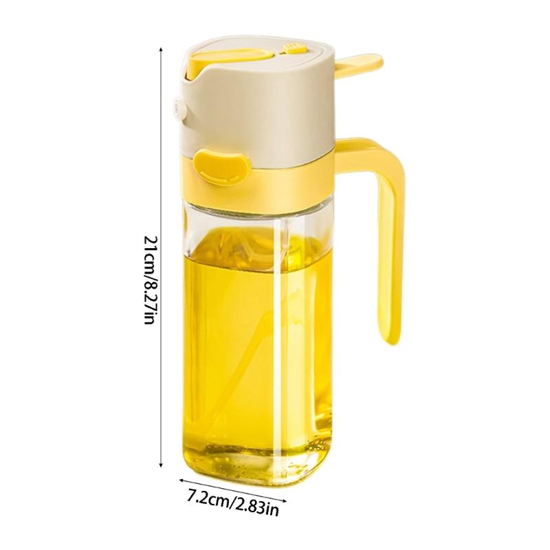 Cooking Oil Mist Bottle with a Visible Body, Button-Open Fill Lid and Pour Outlet for Stovetop Meals and Salad Preparation