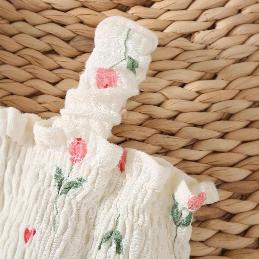 Dětský květinový overal na špagetová ramínka bez rukávů