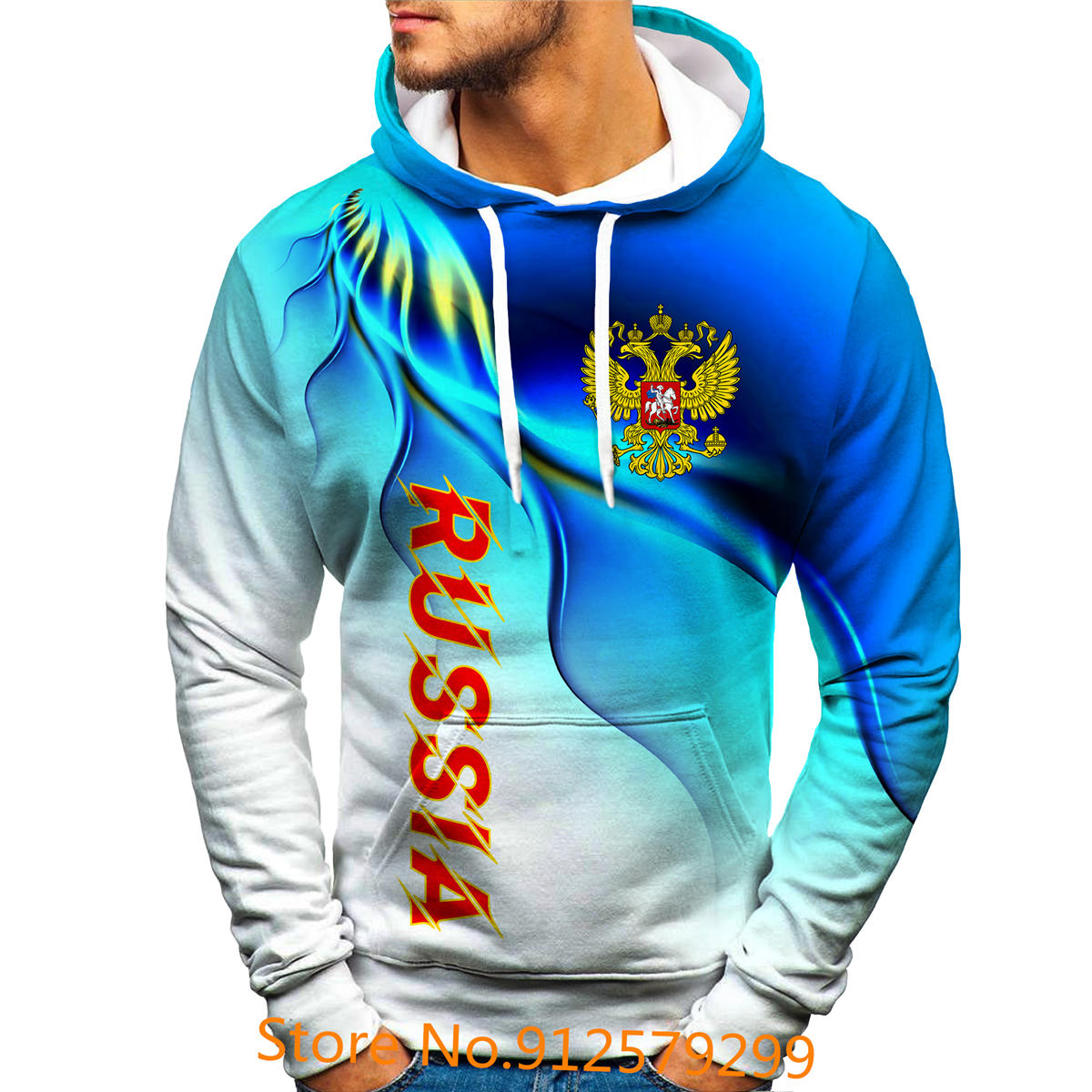 

2022 New Russia Logo Hoodie Мужские и женские толстовки с 3D-печатью Уличный хип-хоп флаг России Удобные пуловеры M