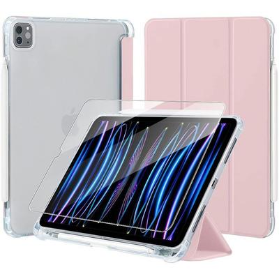 Hülle für iPad Pro 11" - Stoßfester Schutz - Rosa Silikon - Gehärtetes Glas - Stifthalter