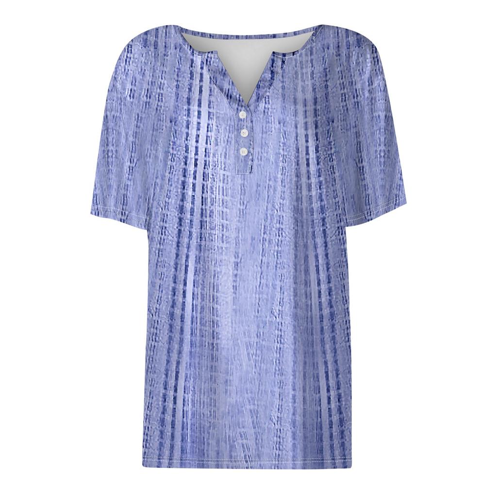 Dámské tričko Tričko Potisk knoflíku Krátký rukáv Denní víkend Móda Basic Top s výstřihem do V