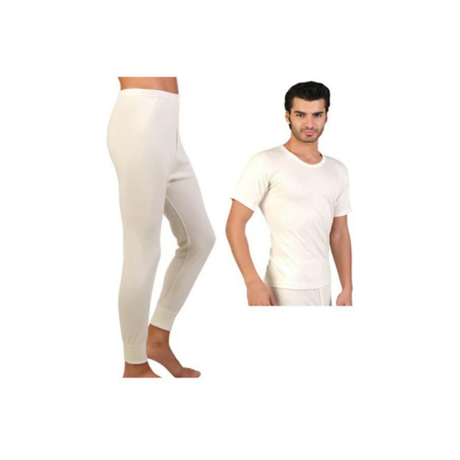 

Men s Half Sleeve Undershirt And Wool Underwear Set M кремовый