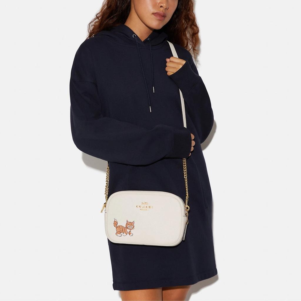 New COACH Jamie Refined Pebble Leather Camera Bag, Shoulder Bag, Crossbody Bag Women's Chalk White CC790-IMCAH