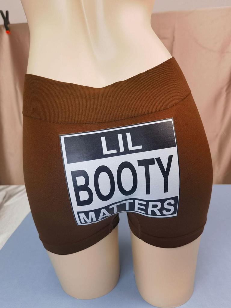 Trendy European & American Style Women's Fitness Letter Print Shorts