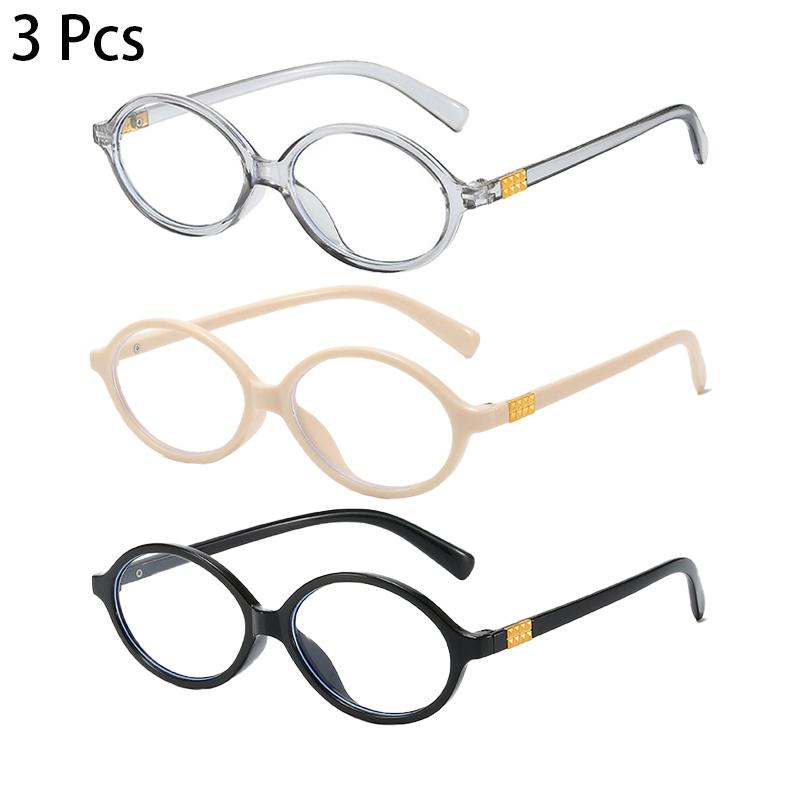 3 Pcs Per Set Oval Glasses  New in Fashion Vintage Blue Light Blocking Optical Frames Trendy Luxury Brand Design Eyeglasses