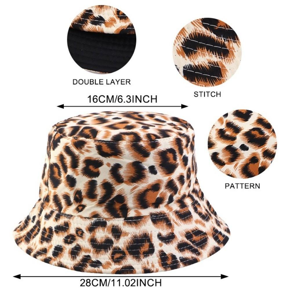 Bucket Style Basin Hat Leopard Patterned Fisherman Hat Beach Sun Protect Hat  Outdoor Travel