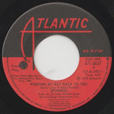 7inch Record SPINNERS - Working My Way Back To You AT3637 Atlantic 1979 Canada Soul/Funk Used