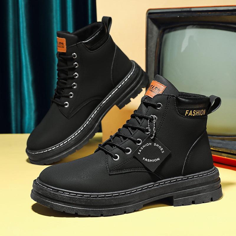 Martin boots plus size new spring and autumn round head high top Martin boots army boots