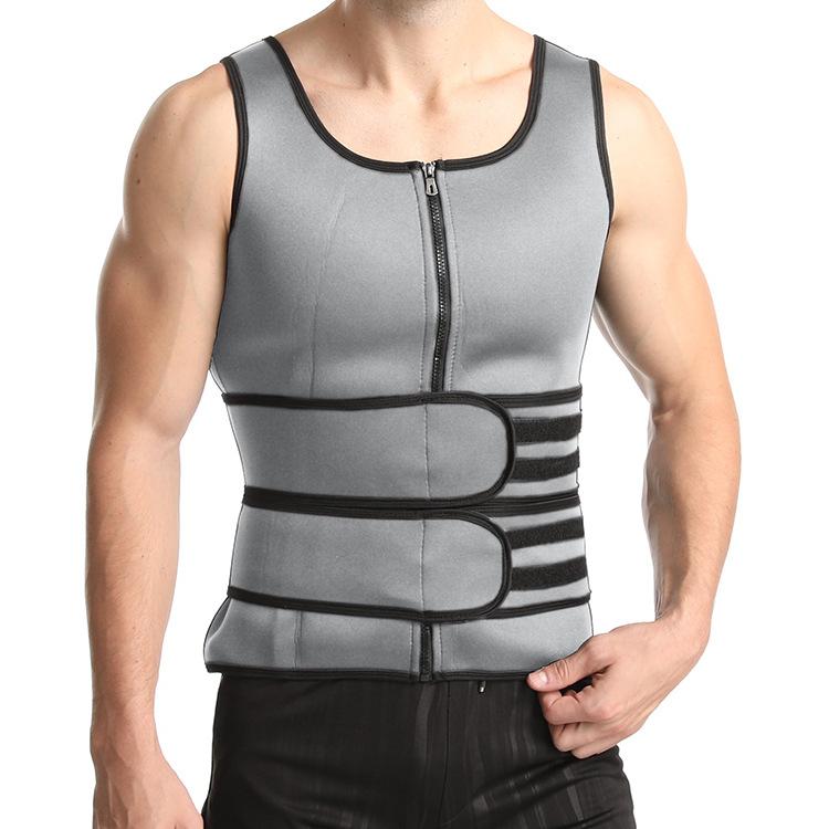 

Men’s Double Belt Sweat Shapewear Reinforced Corset Girdle Waist Tucking Belly Slimming Sports Fitness Body Shaper Tank Top 3XL