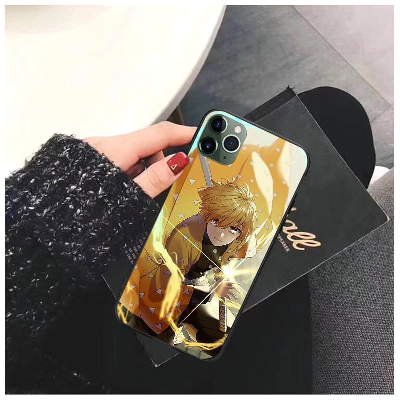 Demon Slayer Agatsuma Zenitsu Anime Phone Case for iPhone 14 13 12 11 Pro MAX X XS Max XR Mini SE 7 8 Plus Black Funda Coque