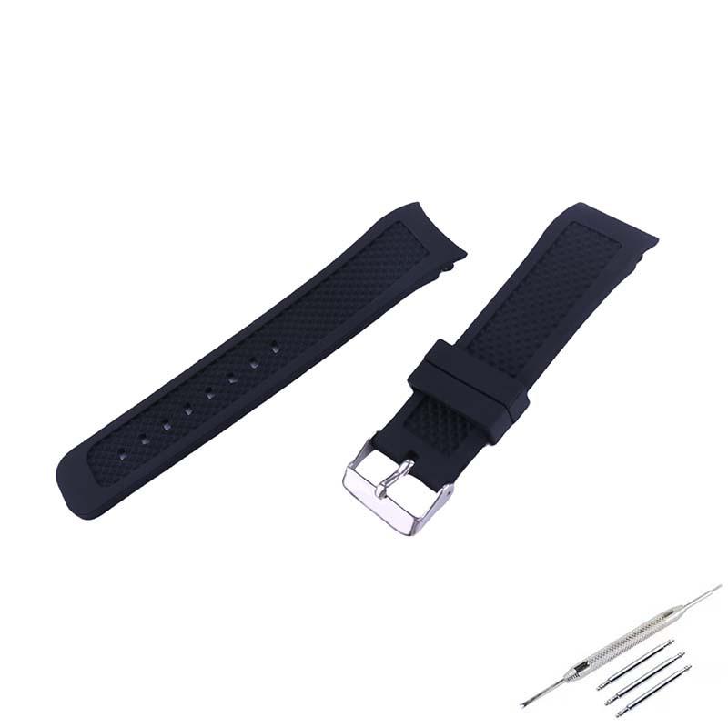 

24-мм силіконовий ремінець для годинника зі вигнутим кінцем та пряжкою-шпилькою для чоловіків та жінок 24mm чорний