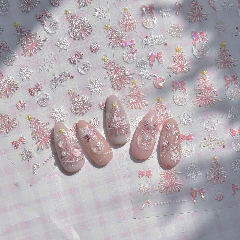 

Розовый фейерверк Новогодняя елка Наклейки для ногтей Молодежный Сердце Хрустальный шар Банты DIY Наклейки для ногтей Классический белый Combination Suit [MS-703 + MS-704]]