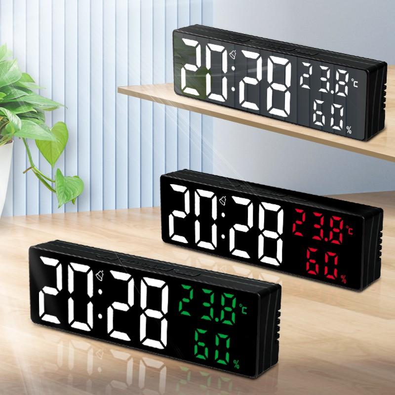 

Светодиодные зеркальные часы-будильник, электронные зеркальные часы, комнатный термометр, гигрометр, часы с повтором