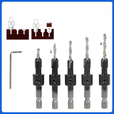 Punta Svasata per Lavorazione del Legno con Manico Esagonale - Punta Elicoidale per Viti Placcata in Titanio con Manico da 6,35 mm per Svasatura e Foratura