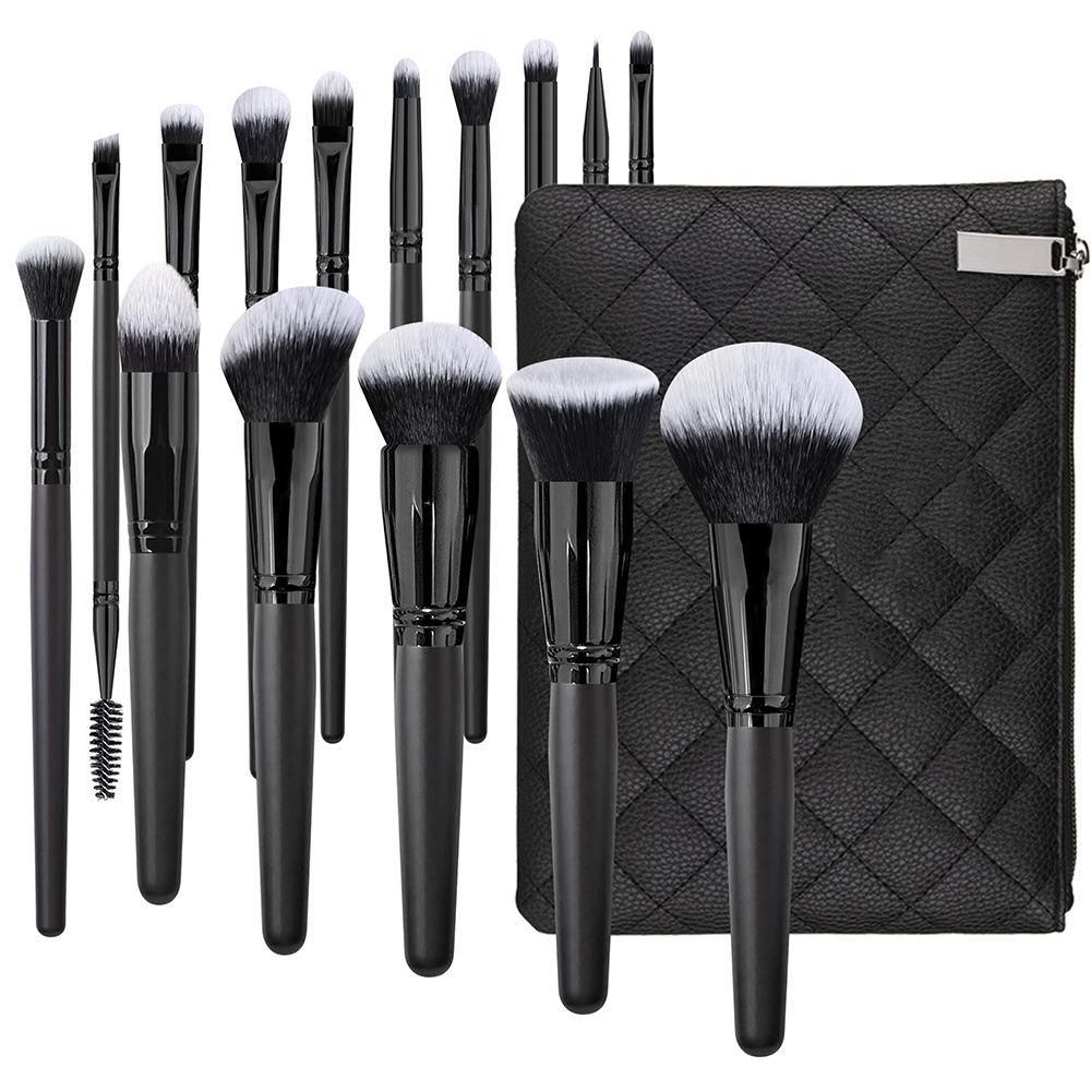 15-Piece High-End Makeup Brush Set: Black Powder, Eyeshadow, Blush & Multifunctional Tools